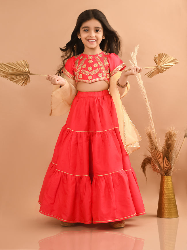 Zardozi Embellished Blouse Lehenga Set with Dupatta