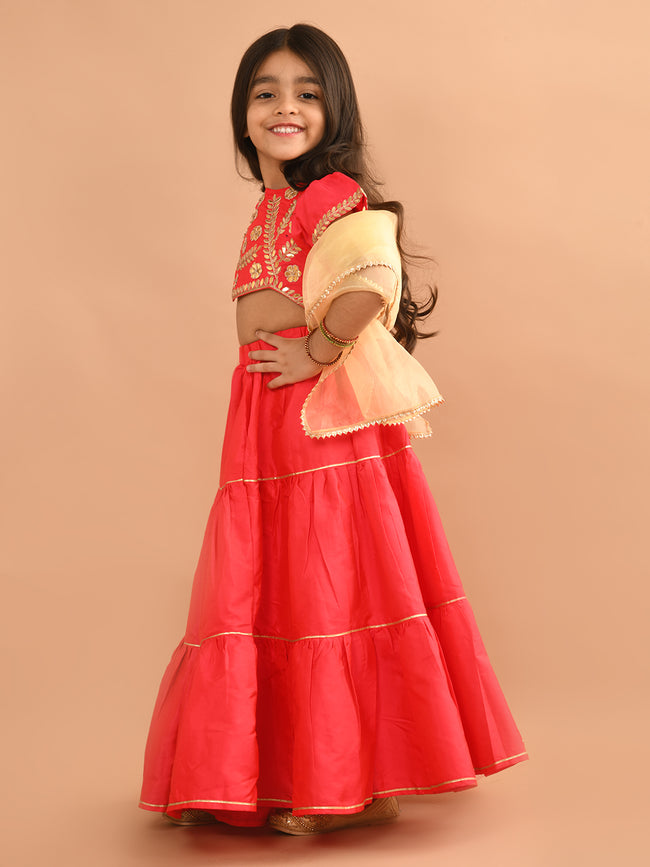 Zardozi Embellished Blouse Lehenga Set with Dupatta