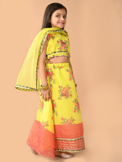 Floral Printed Gota Pati Embellished Lehenga Choli Set with Dupatta