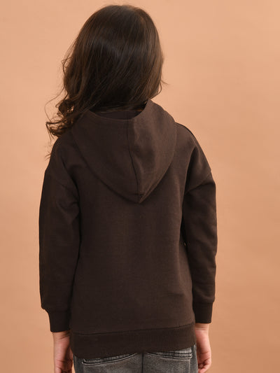 Graphic Text Printed Full Sleeves Hooded Sweatshirt