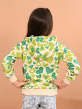 Girls Heart printed Full Sleeves Hooded Sweatshirt