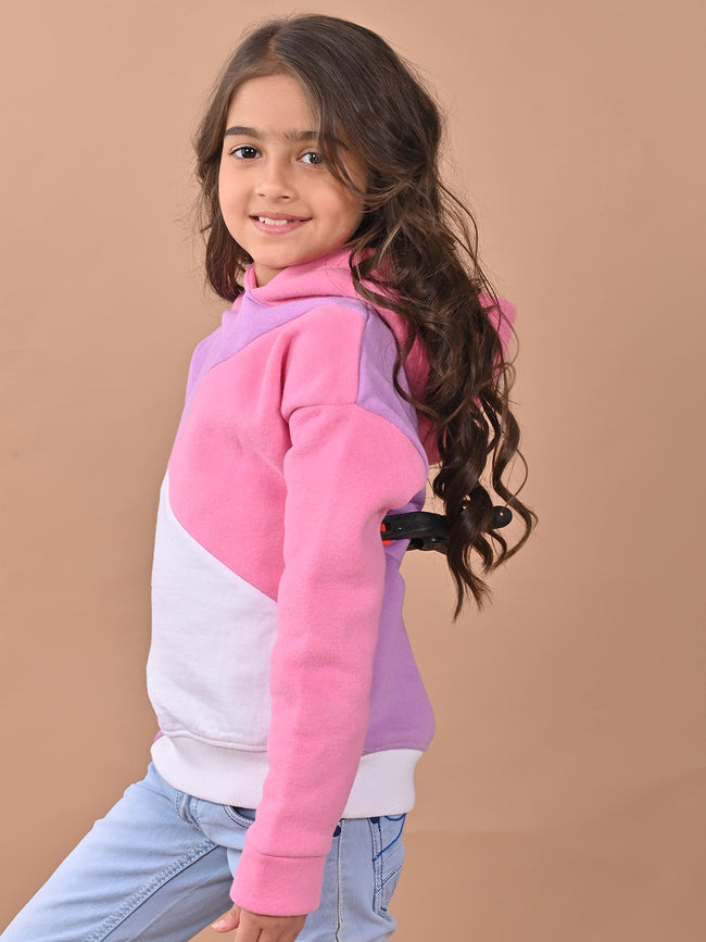 Colorblocked Full Sleeves Hooded Sweatshirt