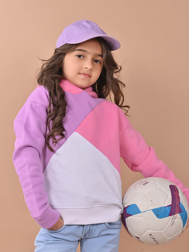 Colorblocked Full Sleeves Hooded Sweatshirt