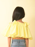 Solid Off Shoulder Frilled Crop Top