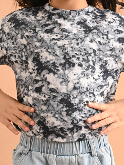 Tie Dye Printed Drop Shoulder Loose Fit Top