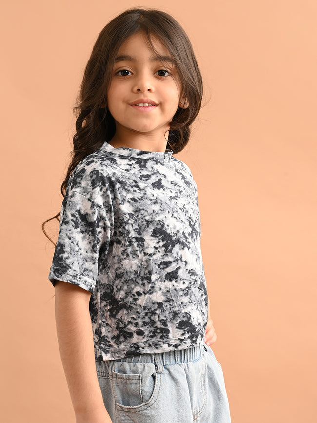 Tie Dye Printed Drop Shoulder Loose Fit Top