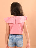 Solid Sleeveless Ruffle Crop Top