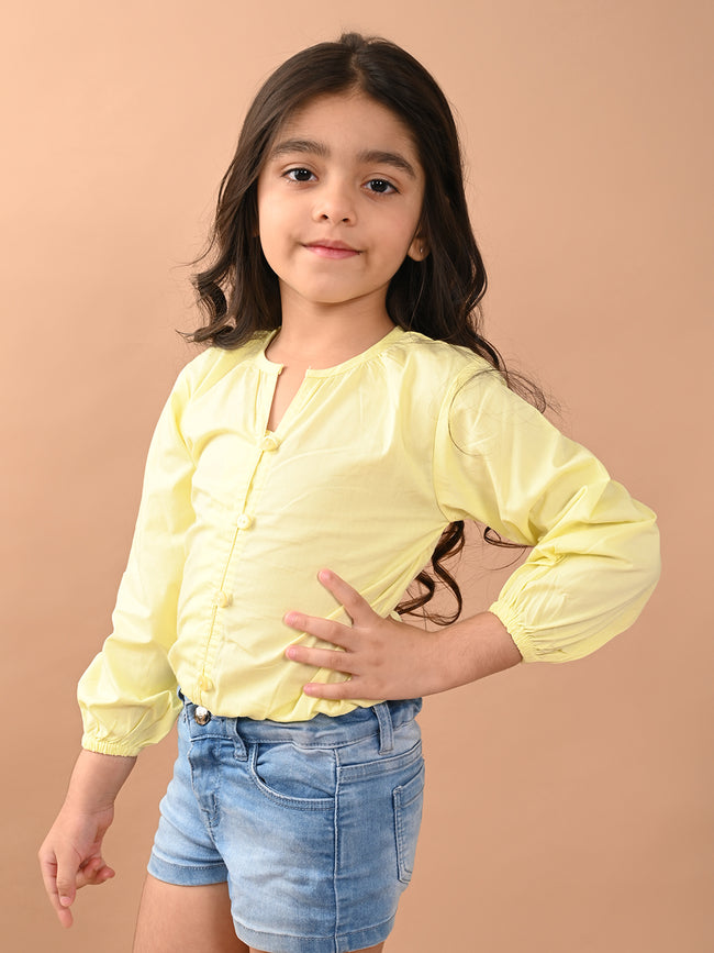 Solid Button Down Full Sleeves Top