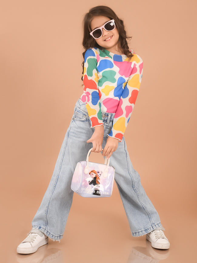 Abstract Printed Full Sleeves Casual Top