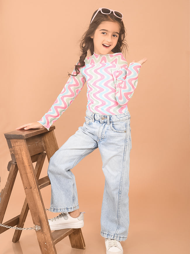 Zigzag Printed Full Sleeves Casual Top