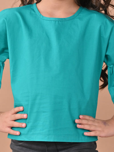 Solid Flared Sleeves Casual Top