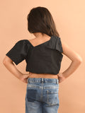 Stylish Solid One Shoulder Crop Top