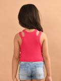 Solid Stylish Neck Sleeveless Crop Top