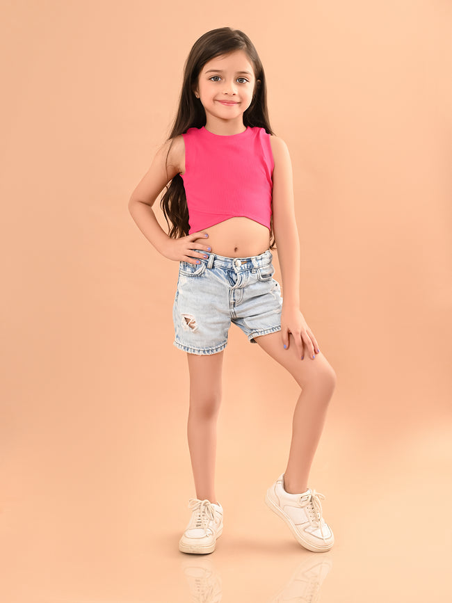 Solid Sleeveless Slim Fit Crop Tank Top