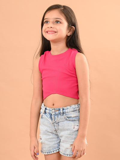 Solid Sleeveless Slim Fit Crop Tank Top