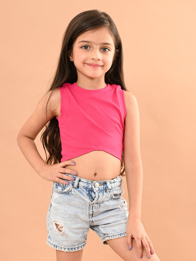 Solid Sleeveless Slim Fit Crop Tank Top