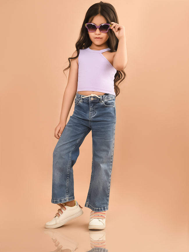 Solid Stylish One Shoulder Crop Top