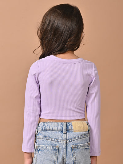 Solid Stylish Full Sleeves Slim Fit Crop Top