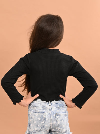 Girls Round Neck Fitted Top