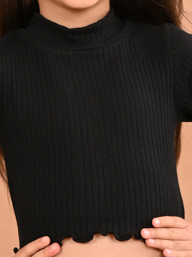 Girls Round Neck Fitted Top