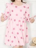 LilPicks Polka Print Pink Full Sleeves Dress