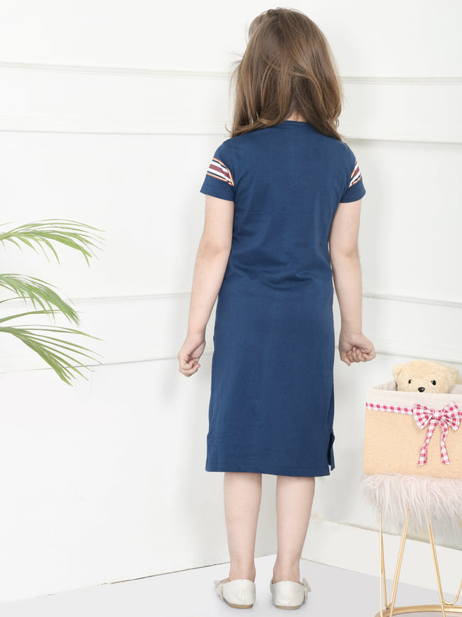 LilPicks Blue Sport Print Polo Dress