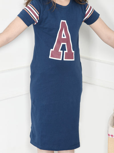 LilPicks Blue Sport Print Polo Dress