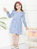 LilPicks Funky Print Bluish Grey Full Sleeves Dress