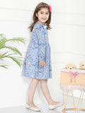 LilPicks Funky Print Bluish Grey Full Sleeves Dress