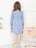 LilPicks Funky Print Bluish Grey Full Sleeves Dress