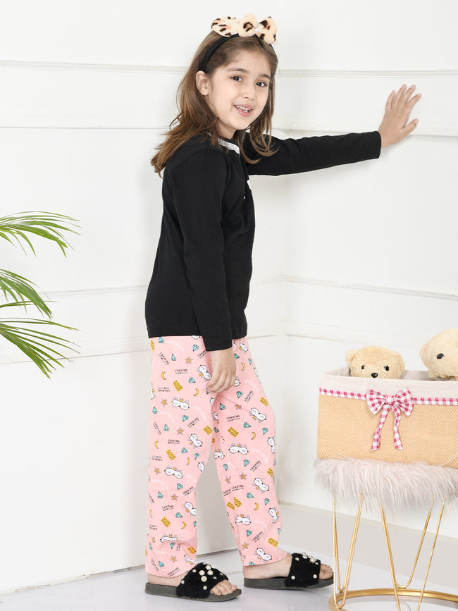 Black Tshirt with Funky Peach Lower Nightsuit