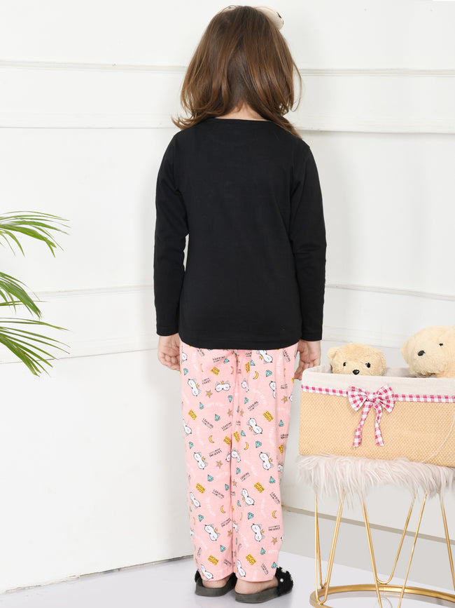 Black Tshirt with Funky Peach Lower Nightsuit