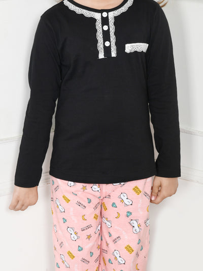 Black Tshirt with Funky Peach Lower Nightsuit