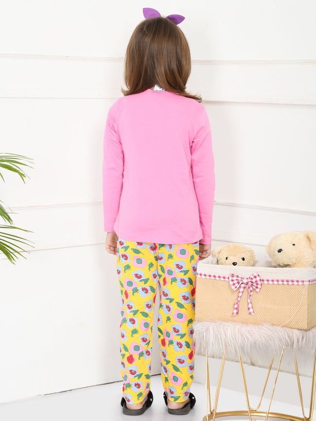 Lace Lilac Tshirt with Funky Yellow Lower Nightsuit