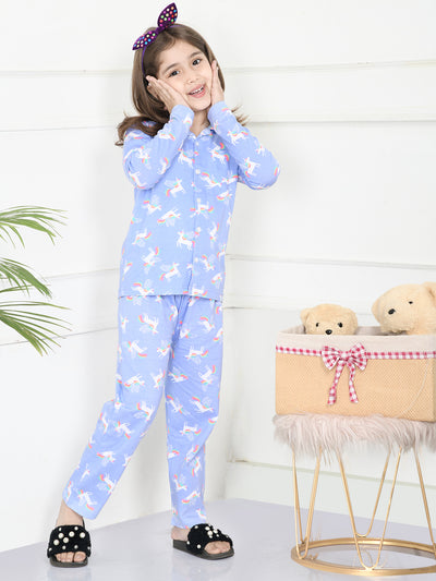 LiLac Unicorn Print Collar NightSuit