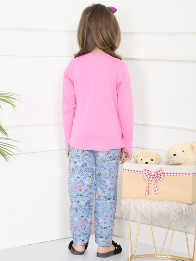 Lace Pink Tshirt with Funky Grey Lower Nightsuit