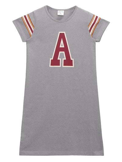 LilPicks Grey Sport Print Polo Dress