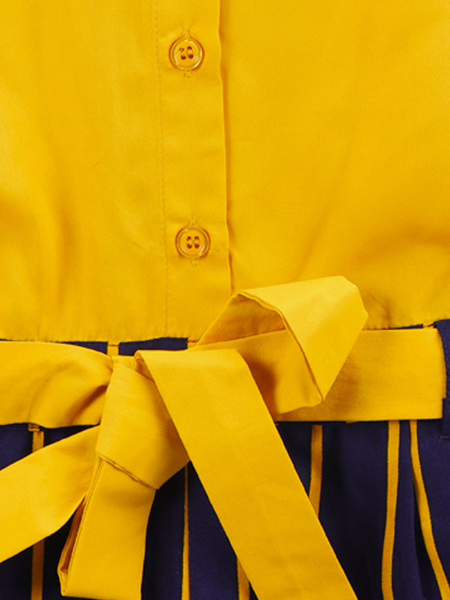 Mustard Striped Blue Formal Jumpsuit