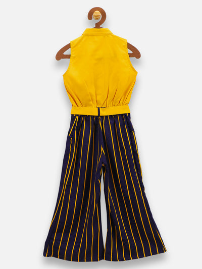 Mustard Striped Blue Formal Jumpsuit