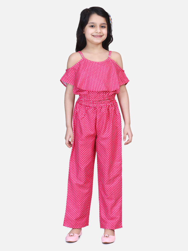 Pink Polka Off Shoulder Pant Set
