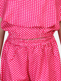 Pink Polka Off Shoulder Pant Set
