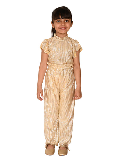 Golden Shiny Top with Palazzo Pant Set