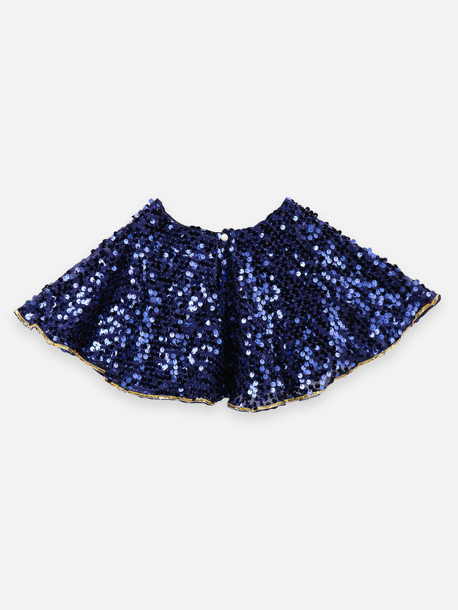 Sequence poncho with drape skirt set