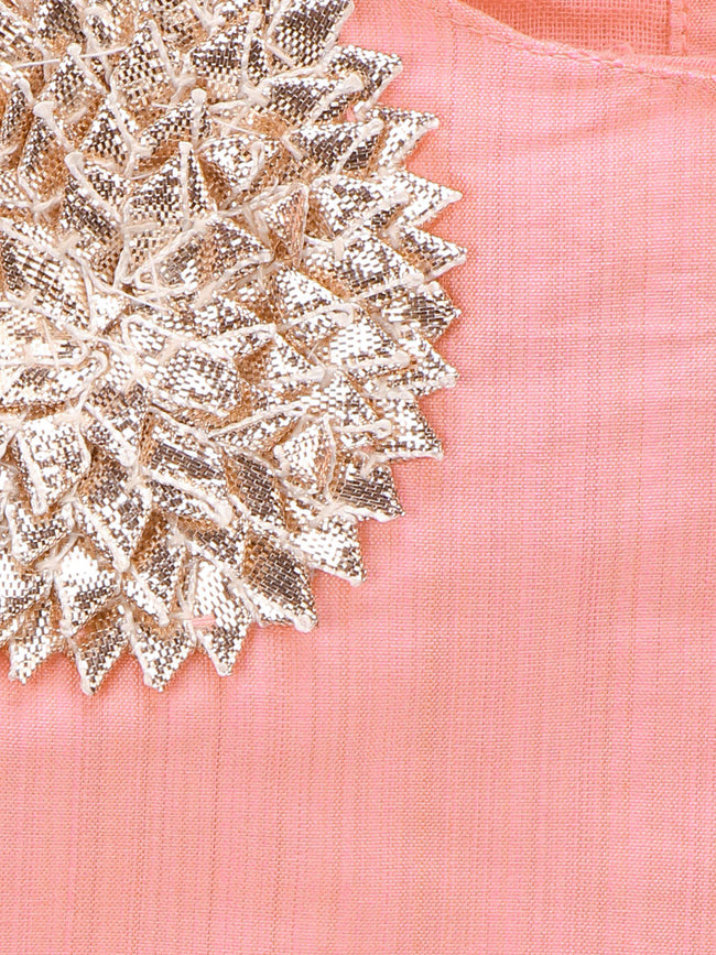 Peach Choli with Multicolour Dhoti Saree Set