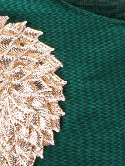 Green & White Dhoti Saree with Choli for Kids