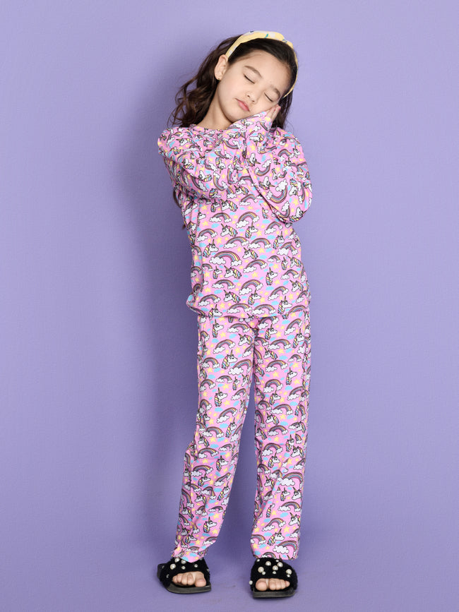 Unicorn Print Pink Nightsuit