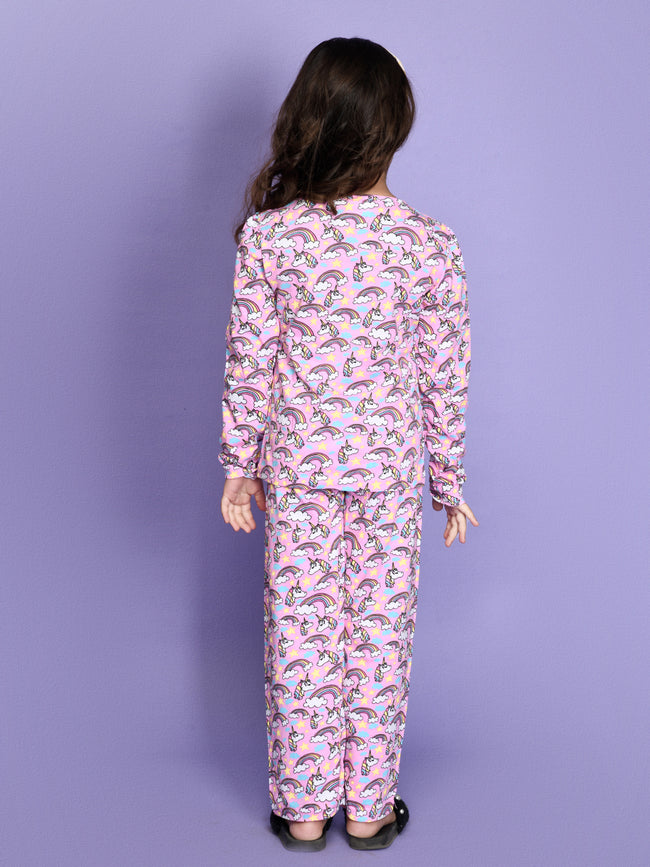 Unicorn Print Pink Nightsuit