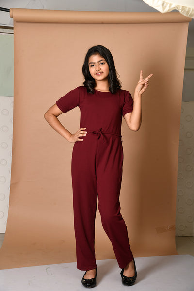 Solid Tie Up Full Jumpsuit