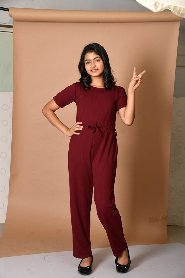 Solid Tie Up Full Jumpsuit