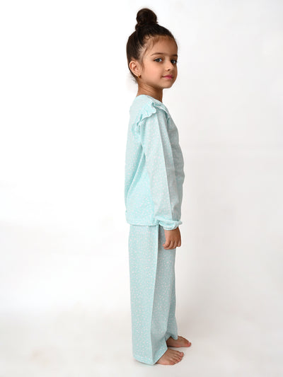 All Over Polka Printed Full Sleeve Nightsuit